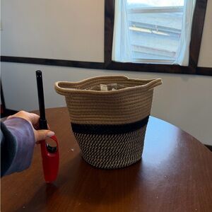 Woven Tan and Black Basket